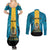 Personalized Bahamas Emancipation Day Couples Matching Summer Maxi Dress and Long Sleeve Button Shirt Blue Marlin With Coat Of Arms - Wonder Print Shop