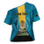 Personalized Bahamas Emancipation Day Cross Shoulder Shirt Blue Marlin With Coat Of Arms - Wonder Print Shop