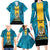 Personalized Bahamas Emancipation Day Family Matching Long Sleeve Bodycon Dress and Hawaiian Shirt Blue Marlin With Coat Of Arms - Wonder Print Shop