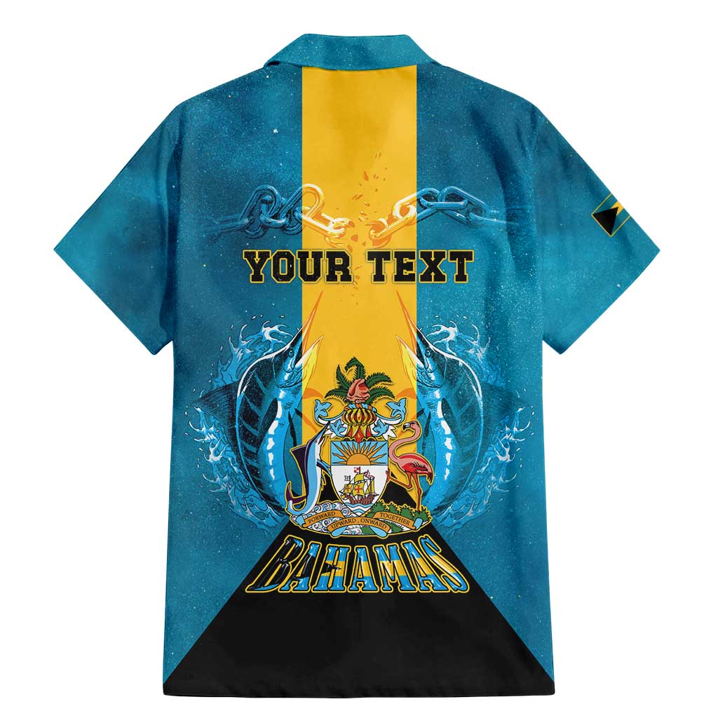 Personalized Bahamas Emancipation Day Family Matching Mermaid Dress and Hawaiian Shirt Blue Marlin With Coat Of Arms - Wonder Print Shop