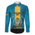 Personalized Bahamas Emancipation Day Family Matching Off The Shoulder Long Sleeve Dress and Hawaiian Shirt Blue Marlin With Coat Of Arms - Wonder Print Shop
