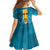 Personalized Bahamas Emancipation Day Family Matching Off Shoulder Maxi Dress and Hawaiian Shirt Blue Marlin With Coat Of Arms - Wonder Print Shop