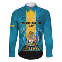 Personalized Bahamas Emancipation Day Family Matching Puletasi and Hawaiian Shirt Blue Marlin With Coat Of Arms - Wonder Print Shop
