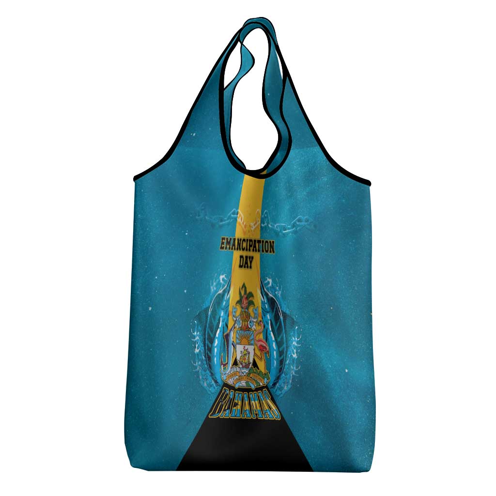 Bahamas Emancipation Day Grocery Bag Blue Marlin With Coat Of Arms - Wonder Print Shop