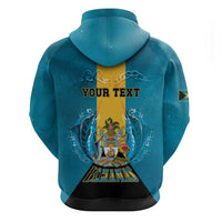 Personalized Bahamas Emancipation Day Hoodie Blue Marlin With Coat Of Arms - Wonder Print Shop