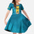 Personalized Bahamas Emancipation Day Kid Short Sleeve Dress Blue Marlin With Coat Of Arms - Wonder Print Shop