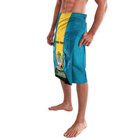 Personalized Bahamas Emancipation Day Lavalava Blue Marlin With Coat Of Arms - Wonder Print Shop