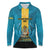 Personalized Bahamas Emancipation Day Long Sleeve Polo Shirt Blue Marlin With Coat Of Arms - Wonder Print Shop