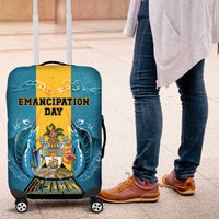 Bahamas Emancipation Day Luggage Cover Blue Marlin With Coat Of Arms - Wonder Print Shop