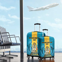 Bahamas Emancipation Day Luggage Cover Blue Marlin With Coat Of Arms - Wonder Print Shop