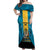 Personalized Bahamas Emancipation Day Off Shoulder Maxi Dress Blue Marlin With Coat Of Arms - Wonder Print Shop