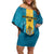 Personalized Bahamas Emancipation Day Off Shoulder Short Dress Blue Marlin With Coat Of Arms - Wonder Print Shop