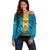 Personalized Bahamas Emancipation Day Off Shoulder Sweater Blue Marlin With Coat Of Arms - Wonder Print Shop