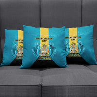 Bahamas Emancipation Day Pillow Cover Blue Marlin With Coat Of Arms - Wonder Print Shop