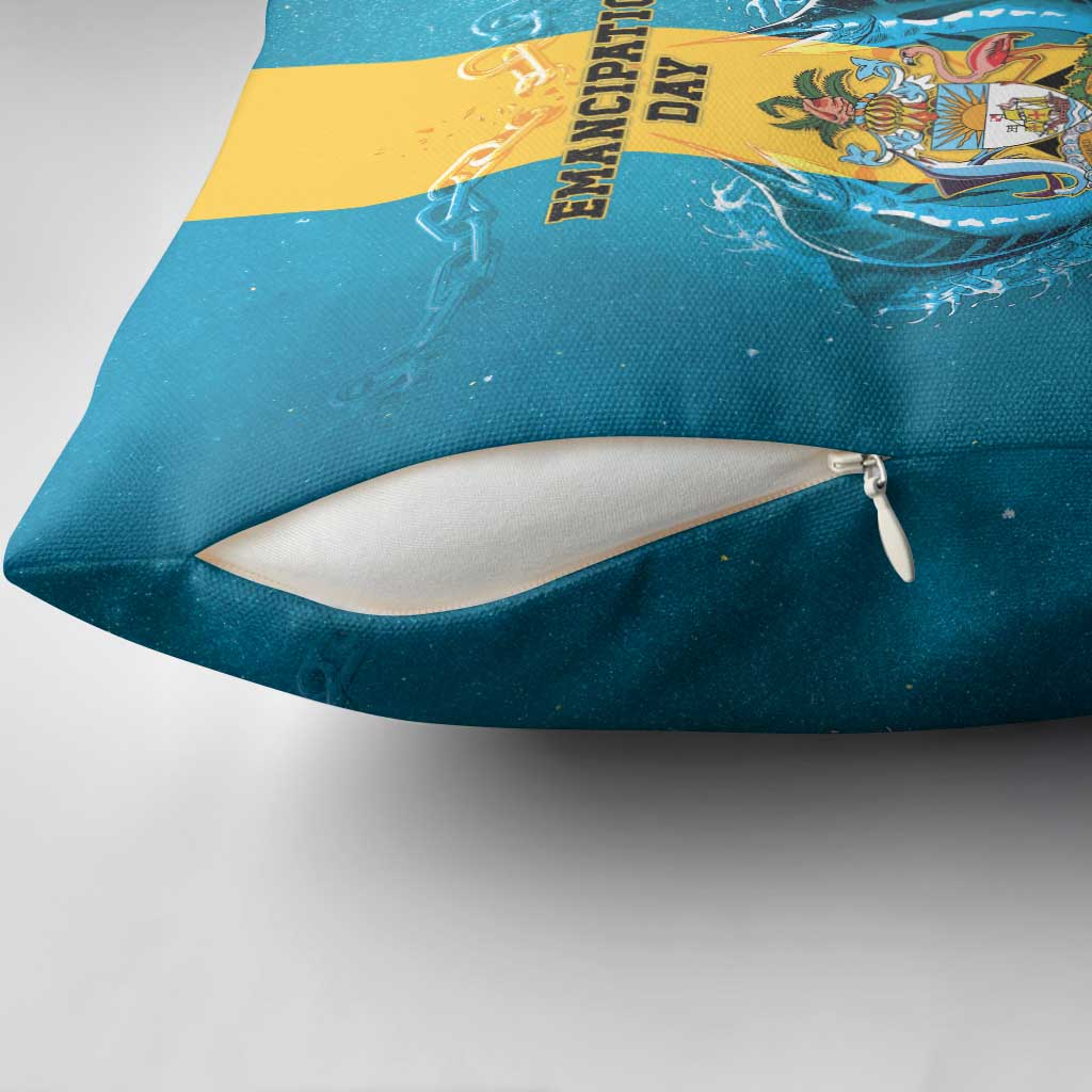Bahamas Emancipation Day Pillow Cover Blue Marlin With Coat Of Arms - Wonder Print Shop