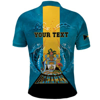Personalized Bahamas Emancipation Day Polo Shirt Blue Marlin With Coat Of Arms - Wonder Print Shop