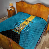 Bahamas Emancipation Day Quilt Blue Marlin With Coat Of Arms - Wonder Print Shop