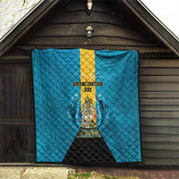 Bahamas Emancipation Day Quilt Blue Marlin With Coat Of Arms - Wonder Print Shop