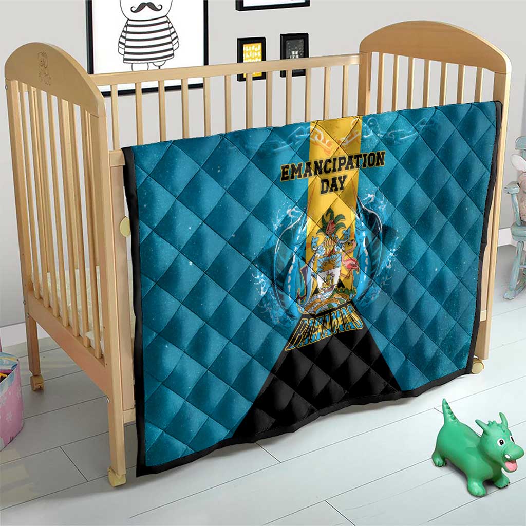 Bahamas Emancipation Day Quilt Blue Marlin With Coat Of Arms - Wonder Print Shop