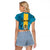 Personalized Bahamas Emancipation Day Raglan Cropped T Shirt Blue Marlin With Coat Of Arms - Wonder Print Shop