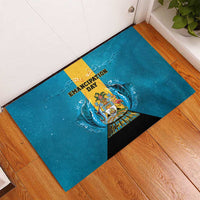 Bahamas Emancipation Day Rubber Doormat Blue Marlin With Coat Of Arms - Wonder Print Shop