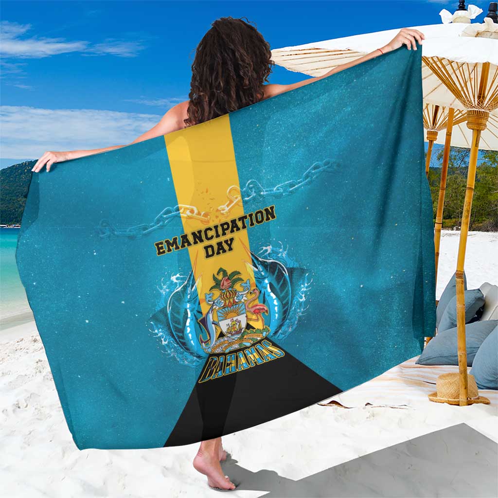 Bahamas Emancipation Day Sarong Blue Marlin With Coat Of Arms - Wonder Print Shop