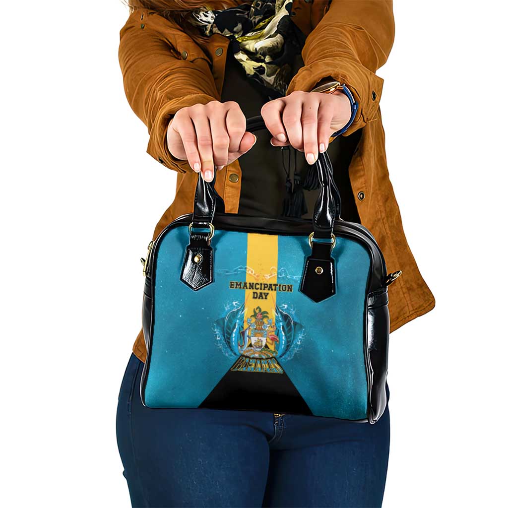 Bahamas Emancipation Day Shoulder Handbag Blue Marlin With Coat Of Arms - Wonder Print Shop