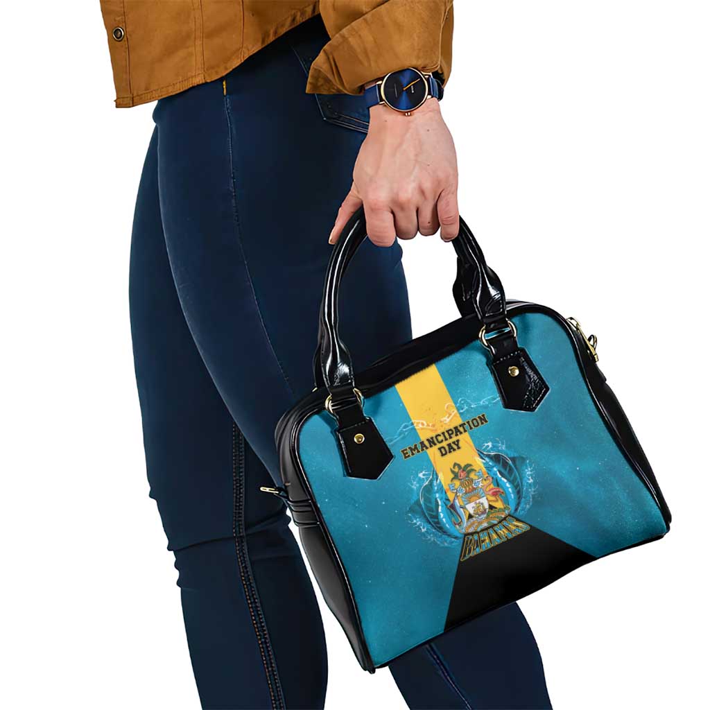 Bahamas Emancipation Day Shoulder Handbag Blue Marlin With Coat Of Arms - Wonder Print Shop