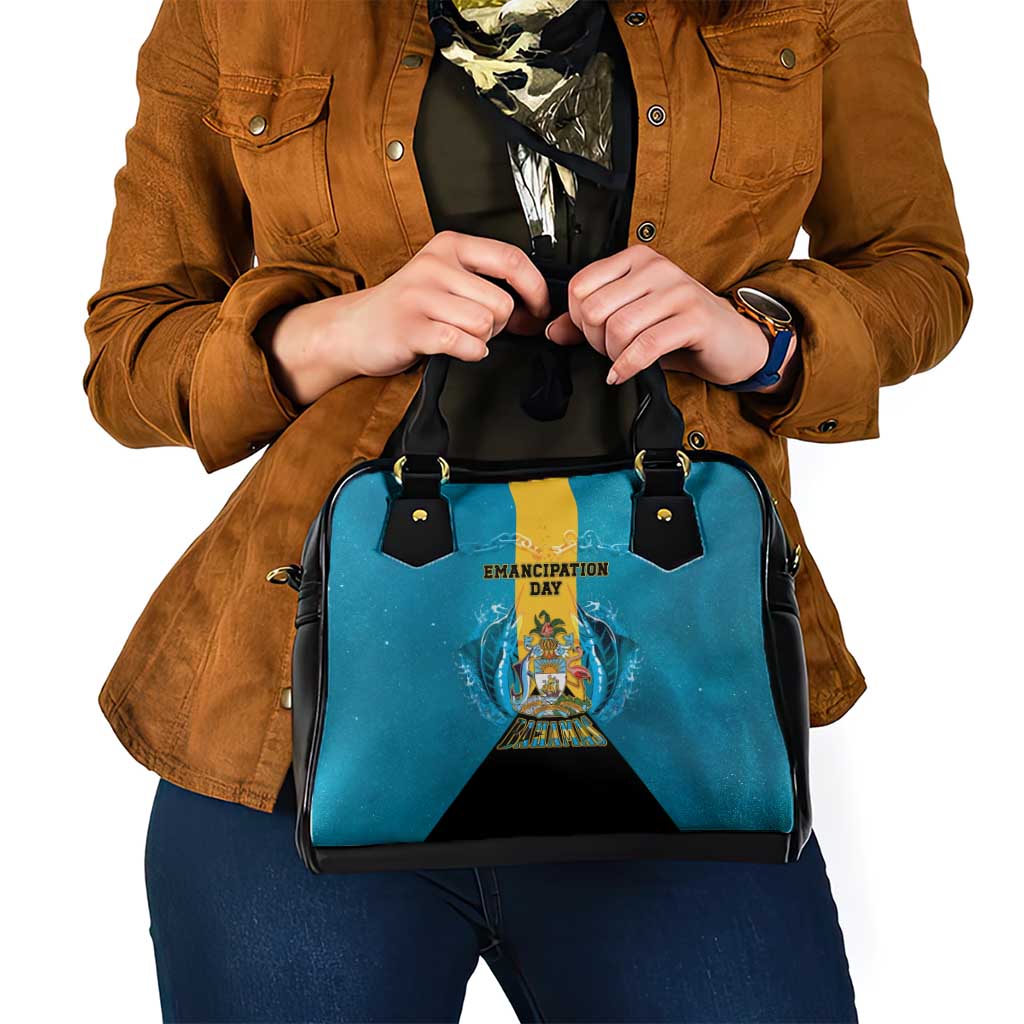 Bahamas Emancipation Day Shoulder Handbag Blue Marlin With Coat Of Arms - Wonder Print Shop
