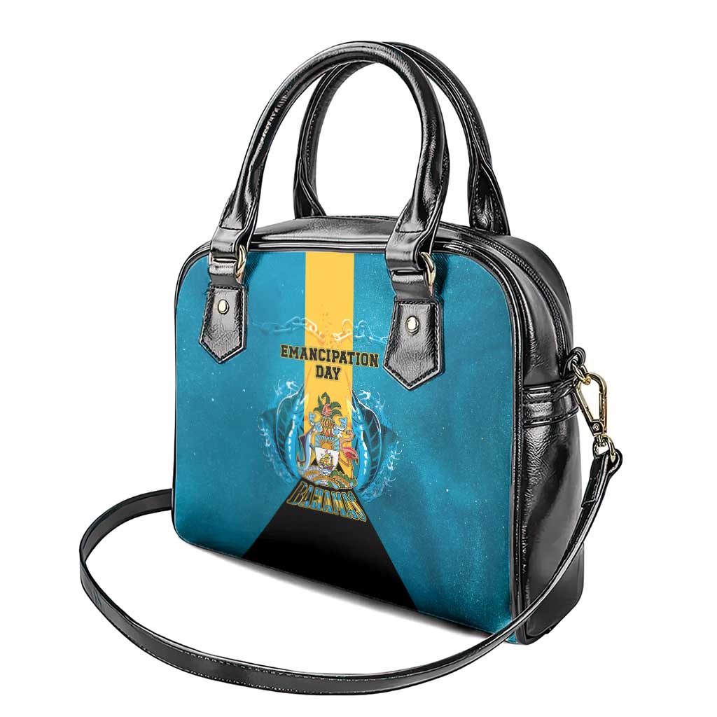 Bahamas Emancipation Day Shoulder Handbag Blue Marlin With Coat Of Arms - Wonder Print Shop