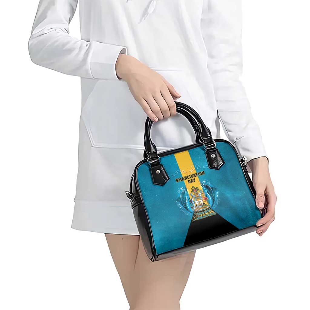 Bahamas Emancipation Day Shoulder Handbag Blue Marlin With Coat Of Arms - Wonder Print Shop