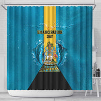 Bahamas Emancipation Day Shower Curtain Blue Marlin With Coat Of Arms - Wonder Print Shop
