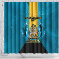 Bahamas Emancipation Day Shower Curtain Blue Marlin With Coat Of Arms - Wonder Print Shop