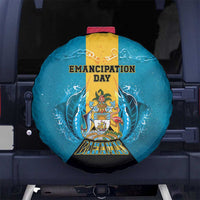 Bahamas Emancipation Day Spare Tire Cover Blue Marlin With Coat Of Arms - Wonder Print Shop