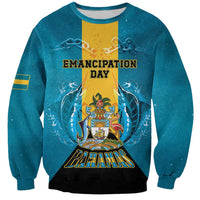 Personalized Bahamas Emancipation Day Sweatshirt Blue Marlin With Coat Of Arms - Wonder Print Shop