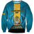Personalized Bahamas Emancipation Day Sweatshirt Blue Marlin With Coat Of Arms - Wonder Print Shop