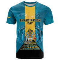 Personalized Bahamas Emancipation Day T Shirt Blue Marlin With Coat Of Arms - Wonder Print Shop