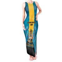 Personalized Bahamas Emancipation Day Tank Maxi Dress Blue Marlin With Coat Of Arms - Wonder Print Shop