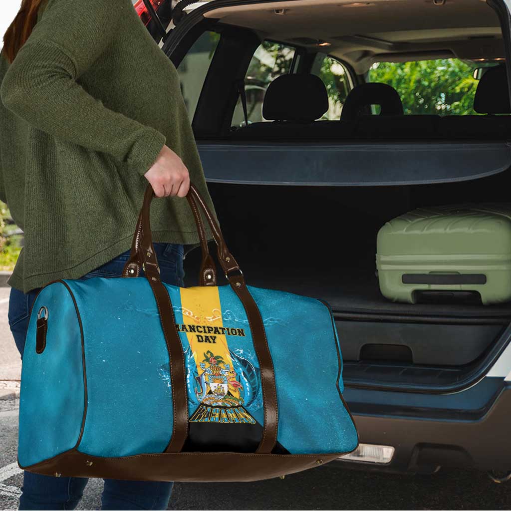 Bahamas Emancipation Day Travel Bag Blue Marlin With Coat Of Arms - Wonder Print Shop
