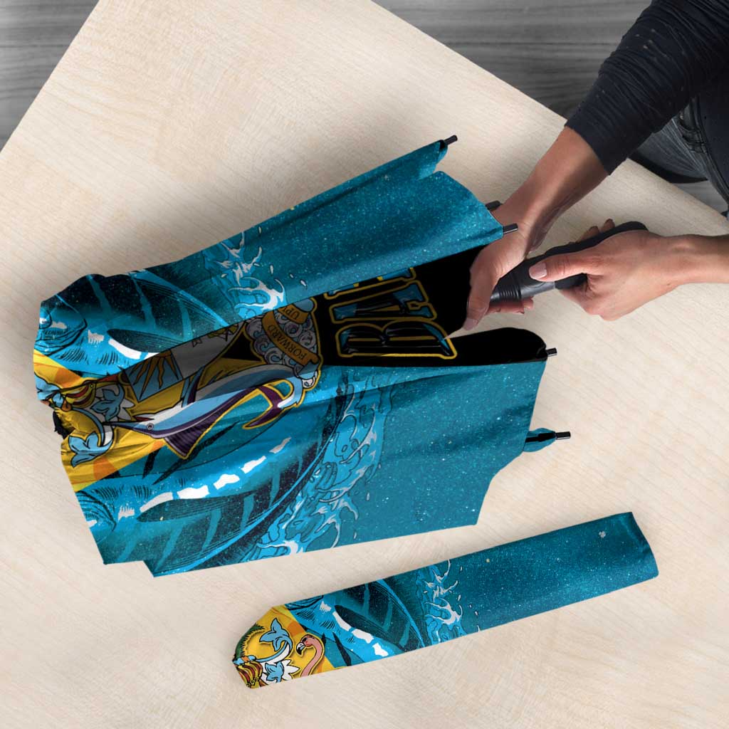 Bahamas Emancipation Day Umbrella Blue Marlin With Coat Of Arms - Wonder Print Shop