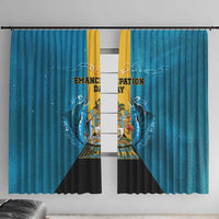 Bahamas Emancipation Day Window Curtain Blue Marlin With Coat Of Arms - Wonder Print Shop