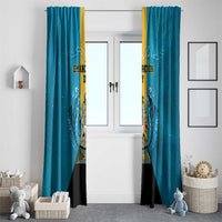 Bahamas Emancipation Day Window Curtain Blue Marlin With Coat Of Arms - Wonder Print Shop