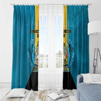 Bahamas Emancipation Day Window Curtain Blue Marlin With Coat Of Arms - Wonder Print Shop