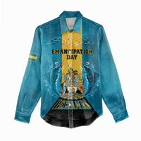 Personalized Bahamas Emancipation Day Women Casual Shirt Blue Marlin With Coat Of Arms - Wonder Print Shop