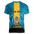 Personalized Bahamas Emancipation Day Women V-Neck T-Shirt Blue Marlin With Coat Of Arms - Wonder Print Shop