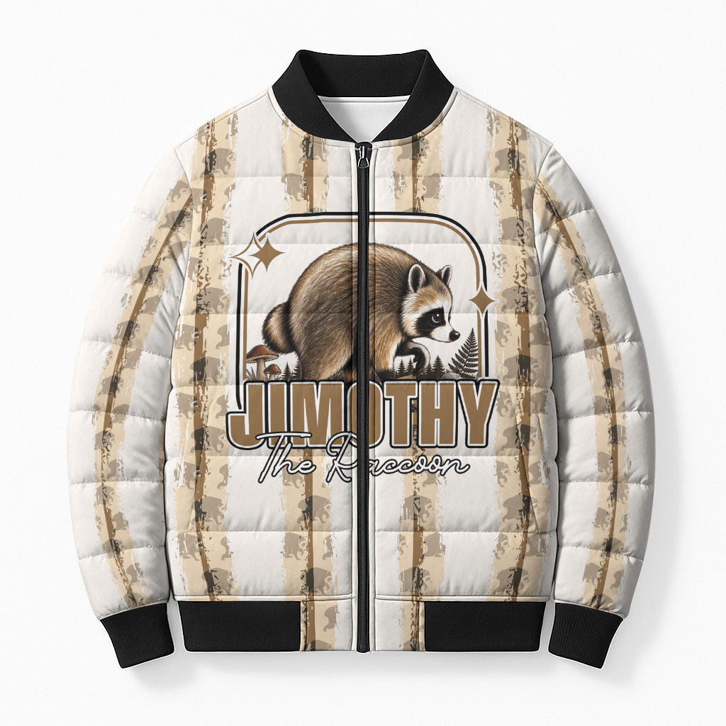 Jimothy The Raccoon Bomber Puffer Jacket Seattle Trash Panda Lover