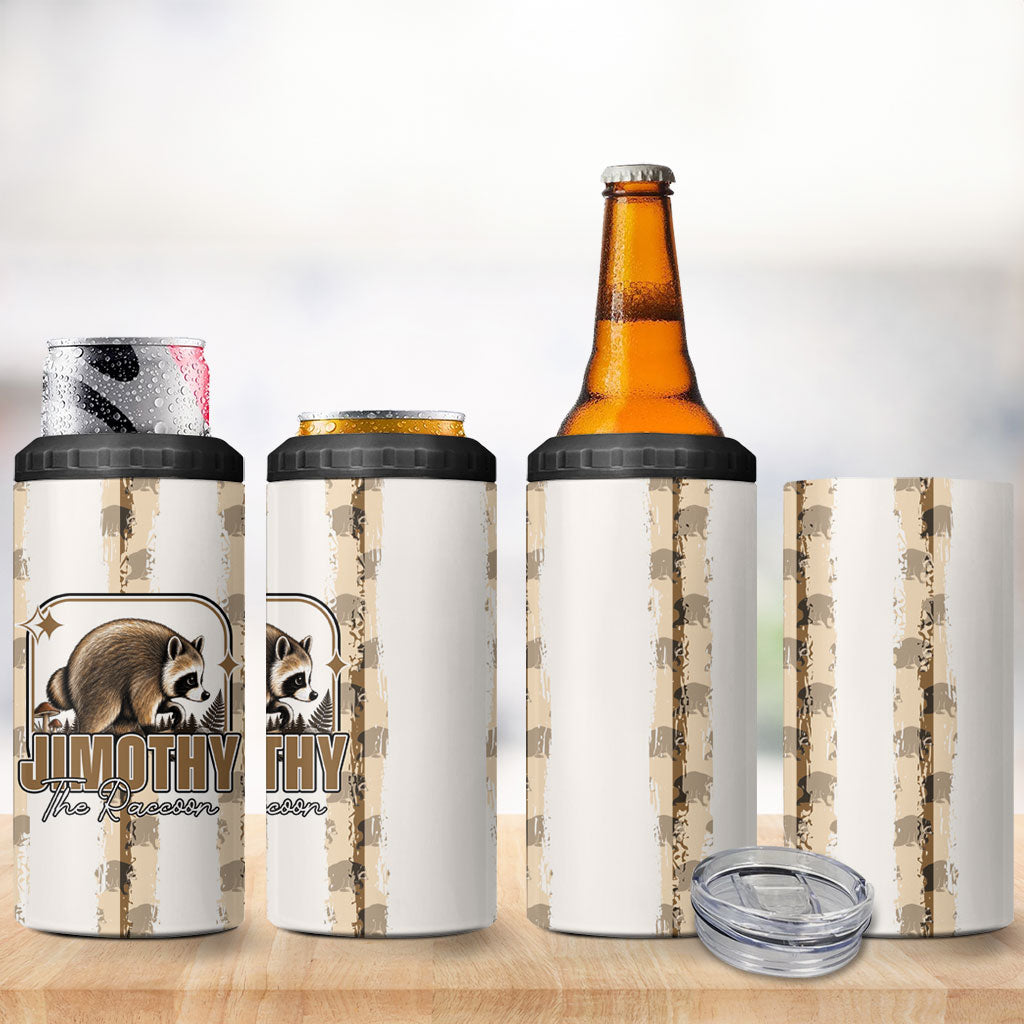 Jimothy The Raccoon 4 in 1 Can Cooler Tumbler Seattle Trash Panda Lover