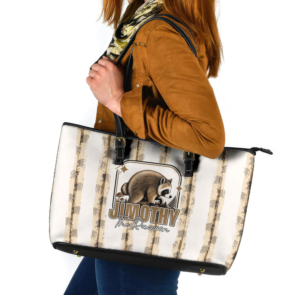 Jimothy The Raccoon Leather Tote Bag Seattle Trash Panda Lover