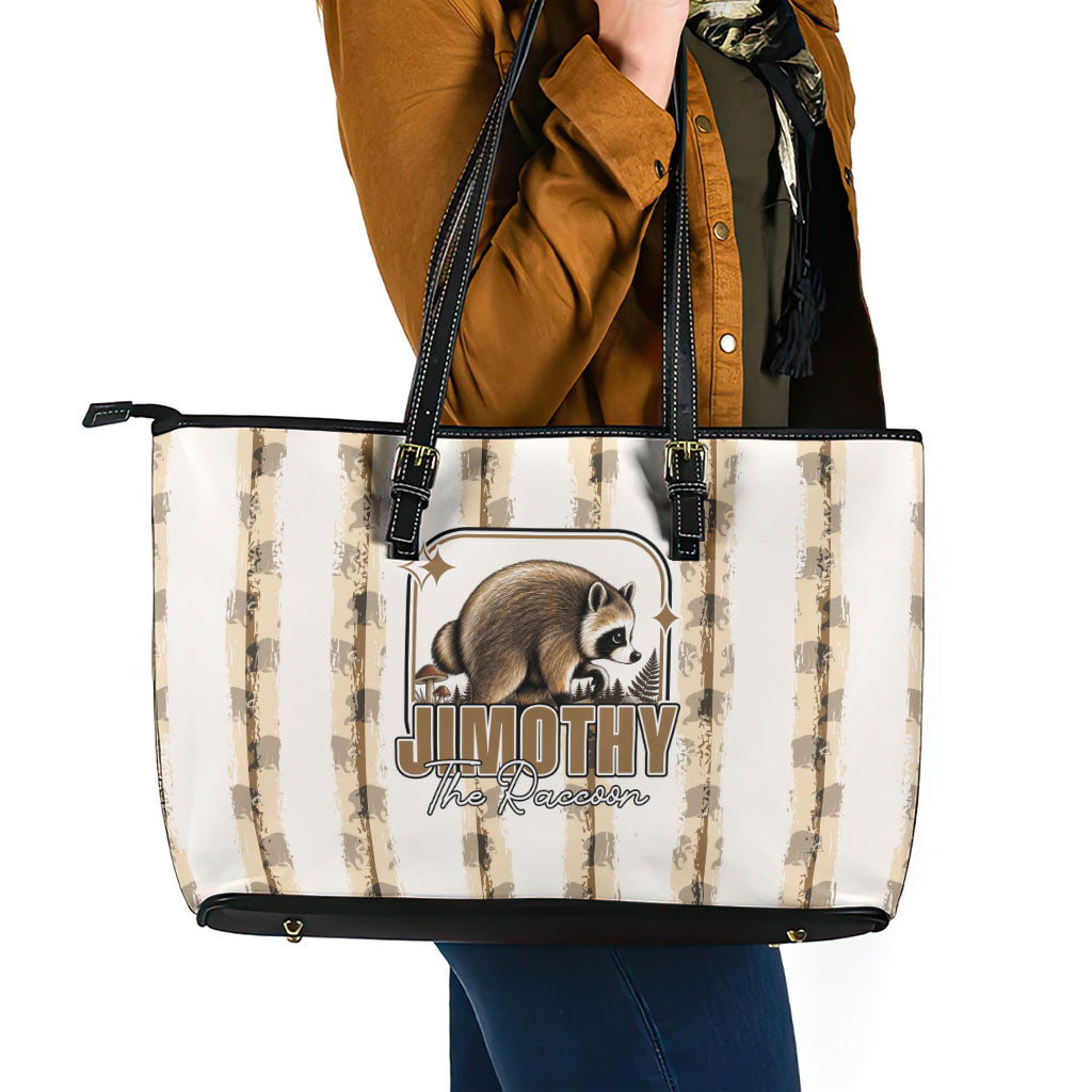 Jimothy The Raccoon Leather Tote Bag Seattle Trash Panda Lover