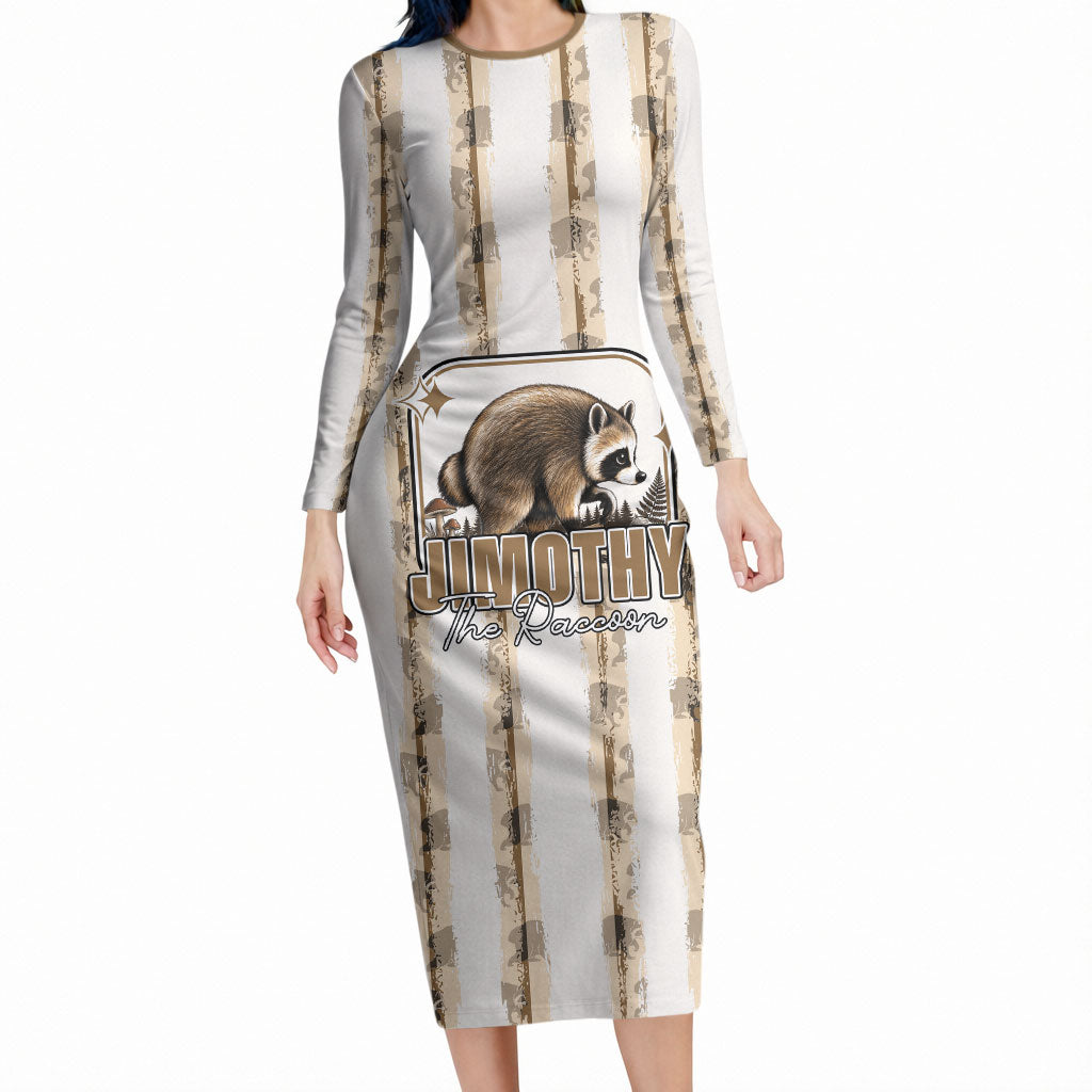 Jimothy The Raccoon Long Sleeve Bodycon Dress Seattle Trash Panda Lover
